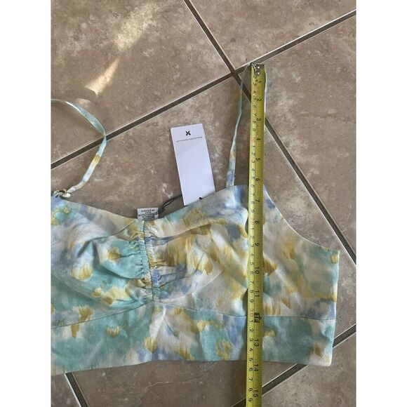 NWT Christian Lacroix M Linen Blend Crop Printed Top Colorful Adjustable Modern - Picture 5 of 6